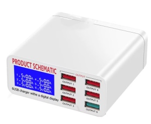 Statie Incarcare Fast Charger, 6 USB si Display