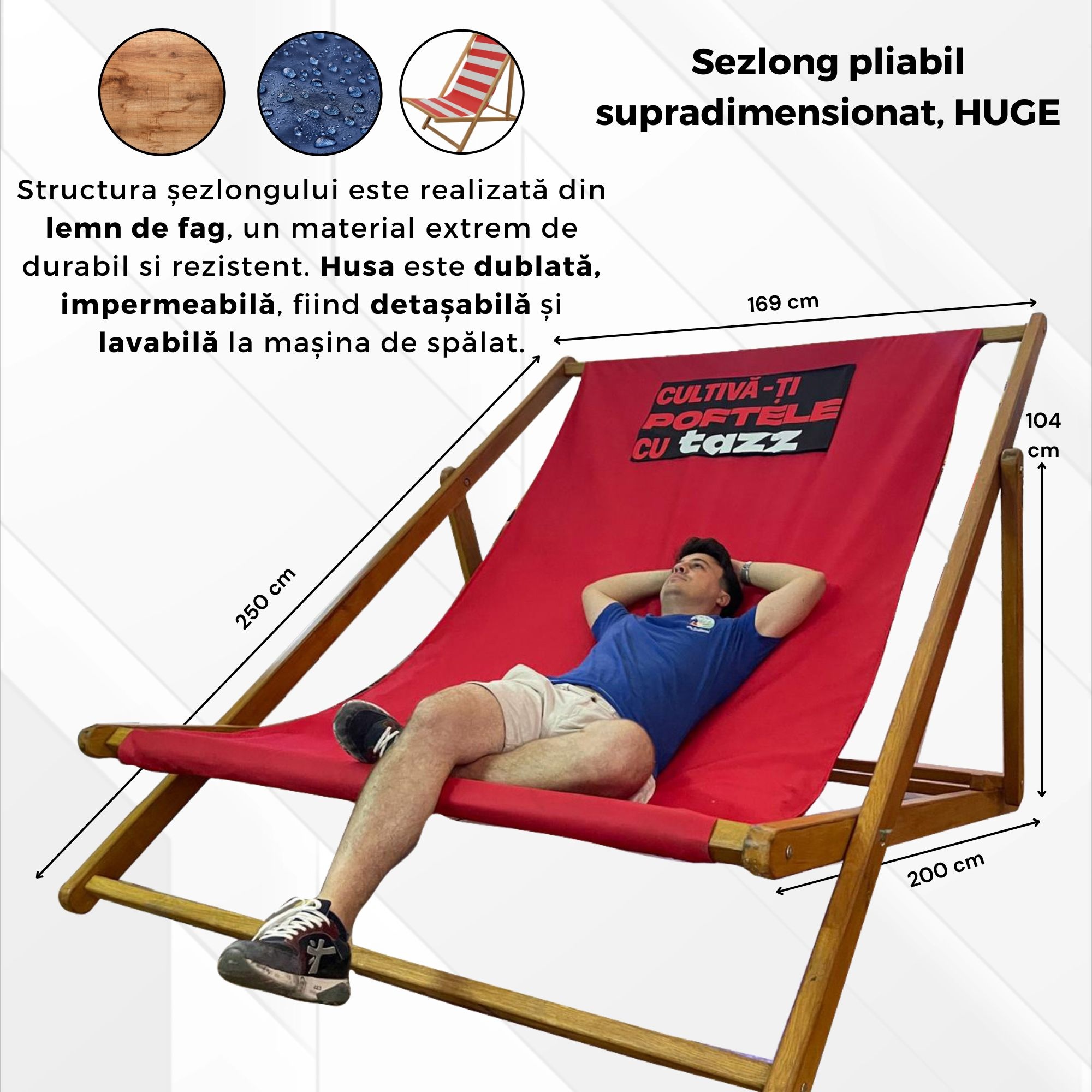 Dimensiuni șezlong supradimensionat HUGE Pufrelax