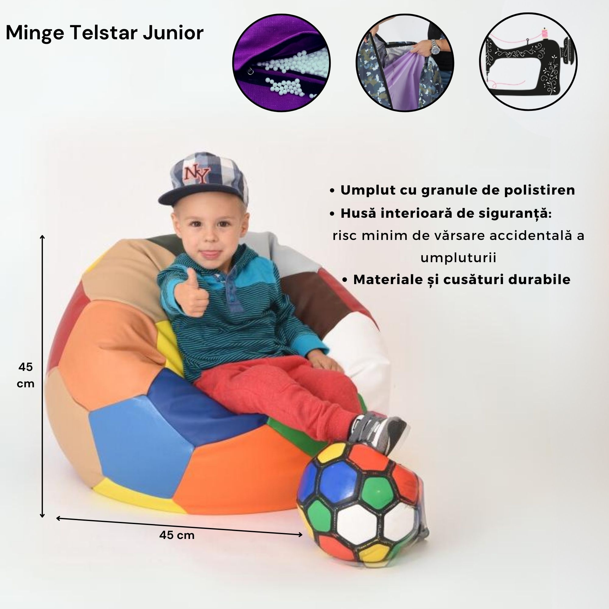 Dimensiuni fotoliu Minge Telstar Junior Red & Black
