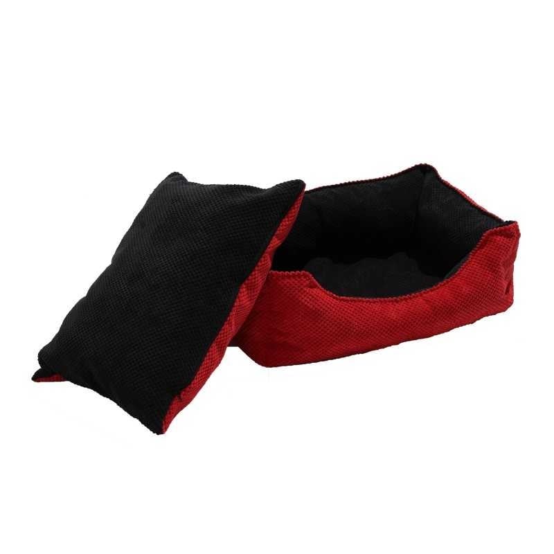 Culcus marime M pentru caine sau pisica, Material Textil - Red & Black