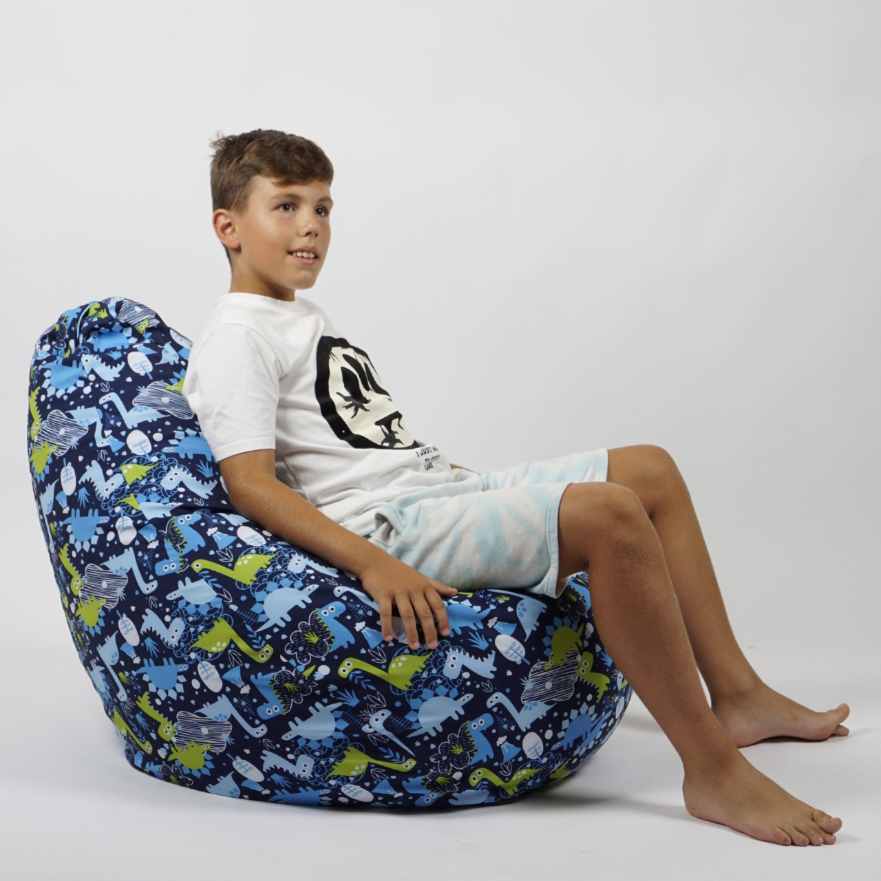 Fotoliu puf copii, Nirvana Hobbit Pufrelax, Material Impermeabil, imprimeu cu Dinozaur - My Little Dinosaur - 3 | YEO
