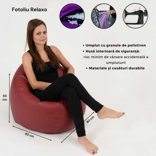 Fotoliu Relaxo, Material Piele Ecologica - Roz - 4 | YEO