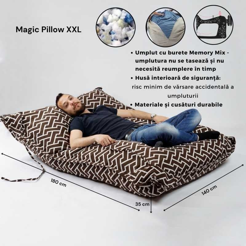 Fotoliu tip Perna Magic Pillow XXL, Material Textil - Black Velvet - 2 | YEO