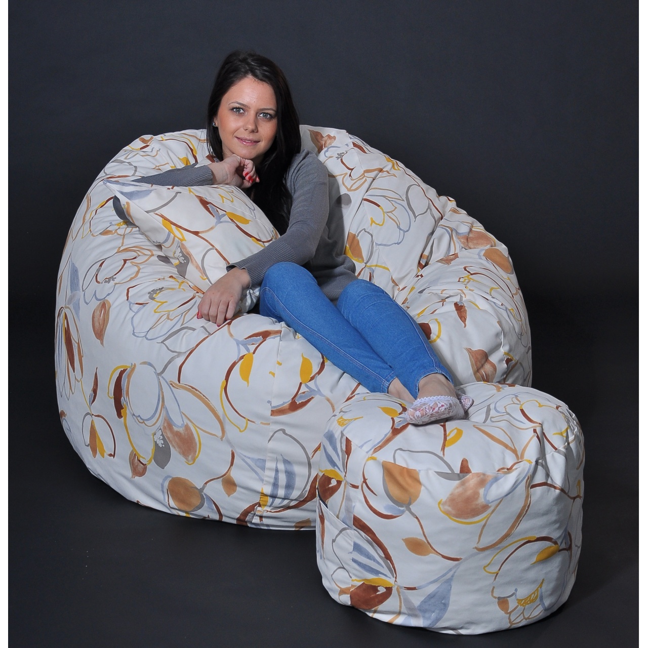 Set Fotoliu King Size cu Otoman (suport picioare) si Perna, Material Textil - Blossom - 1 | YEO
