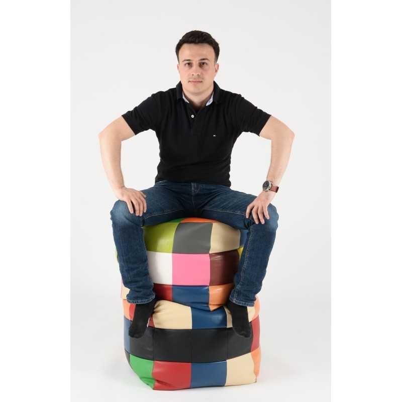 Taburet Cub, Material Piele ecologica - Alb - 3 | YEO