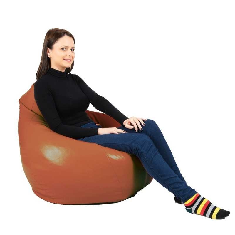 Fotoliu Nirvana Hobbit Pufrelax, Material Piele ecologica - Brown - 1 | YEO
