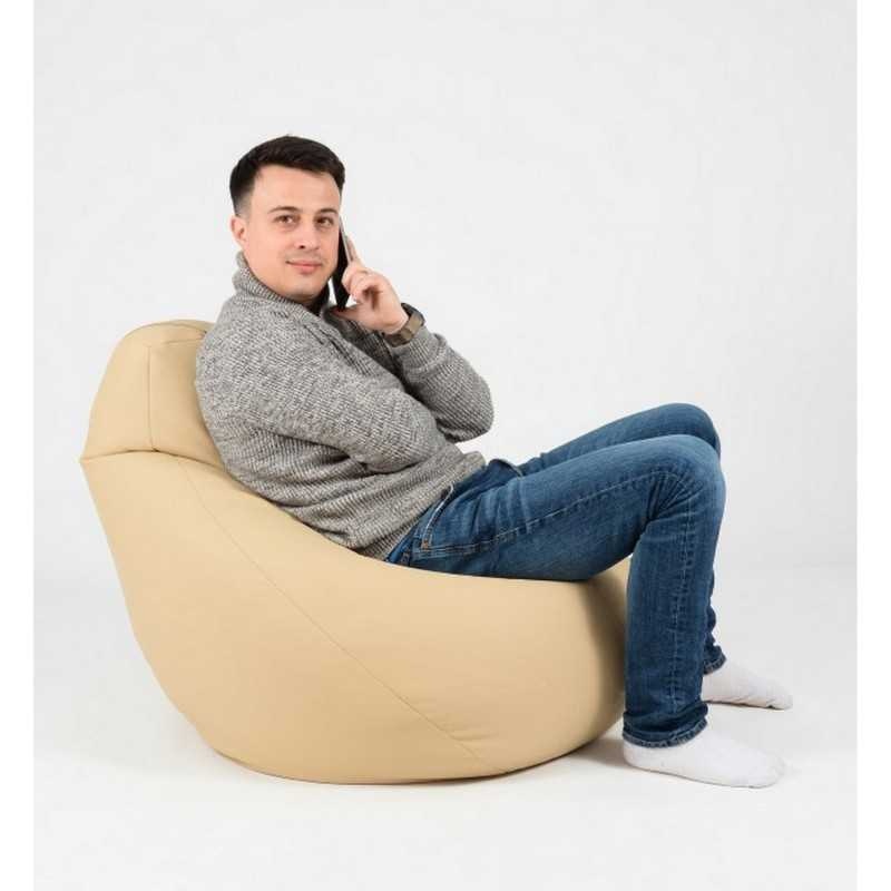 Fotoliu Nirvana Hobbit Pufrelax, Material Piele ecologica - Nude - 2 | YEO