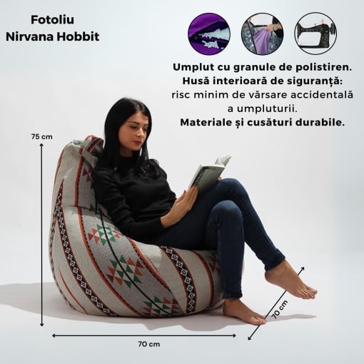 Fotoliu Nirvana Hobbit Pufrelax, Material Textil - Zappity Purple - 3 | YEO