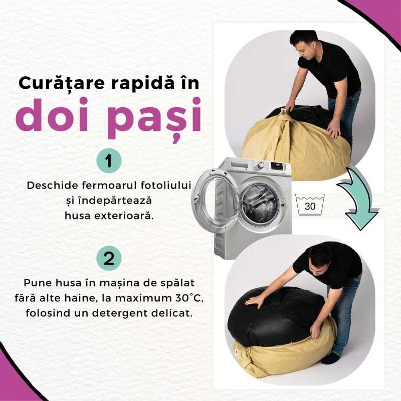 Fotoliu puf copii, Nirvana Light Pufrelax, Material Impermeabil - Roz - 2 | YEO