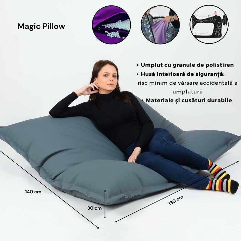 Fotoliu tip Perna Magic Pillow, Material Impermeabil - Smarald - 2 | YEO