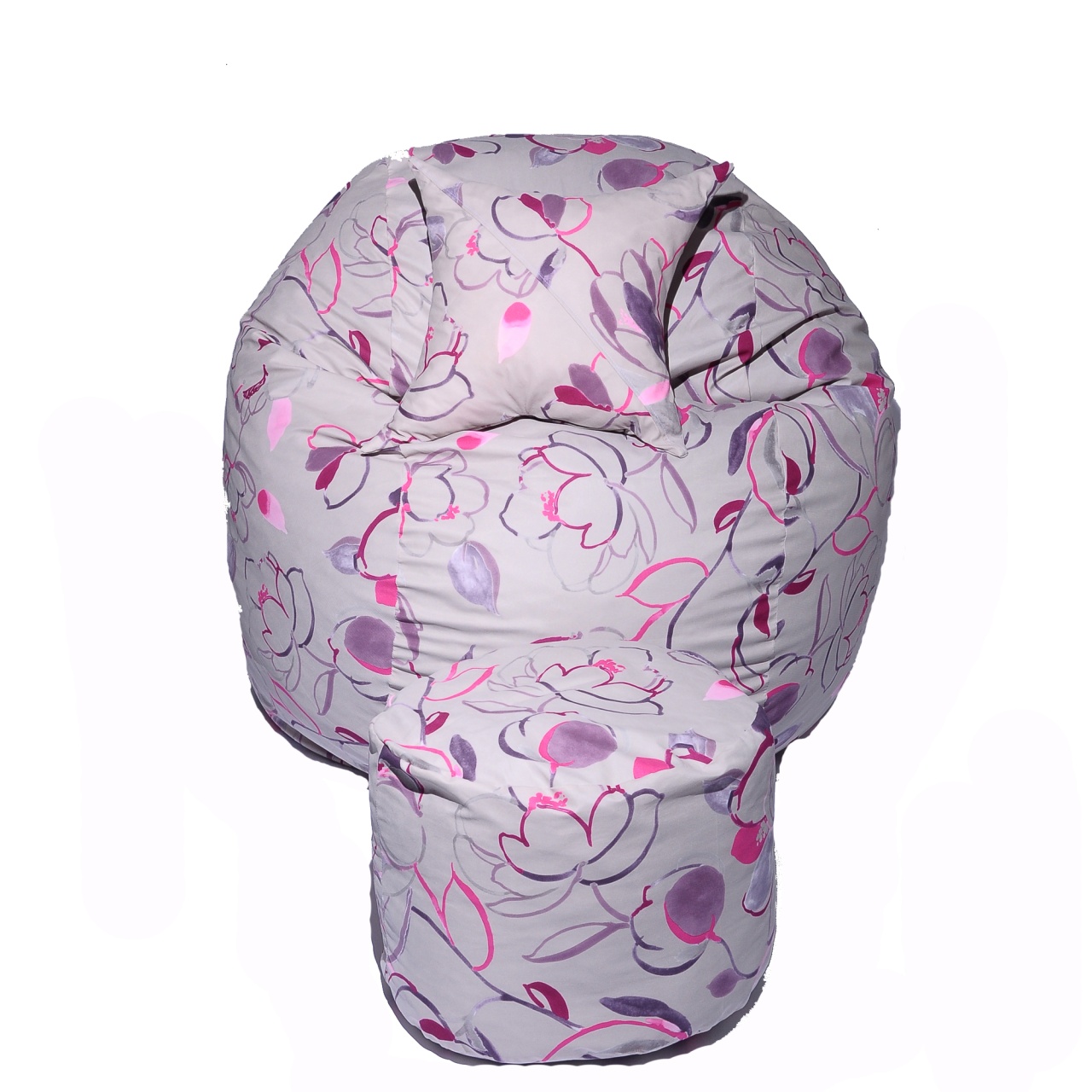 Set Fotoliu King Size cu Otoman (suport picioare) si Perna, Material Textil - Flower Buds