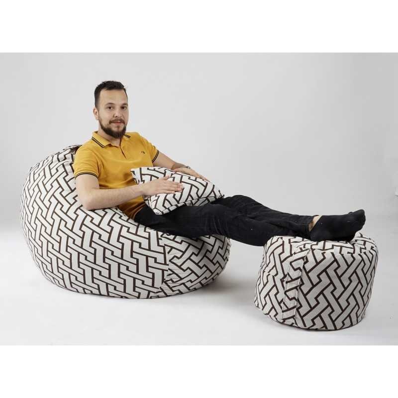 Set Fotoliu Matusalem cu Otoman (suport picioare) si Perna, Material Textil - Zappity Brown - 1 | YEO