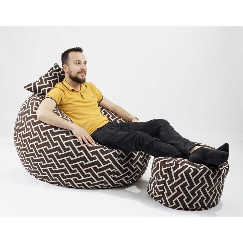 Set Fotoliu Matusalem cu Otoman (suport picioare) si Perna, Material Textil - Zippity Brown - 1 | YEO