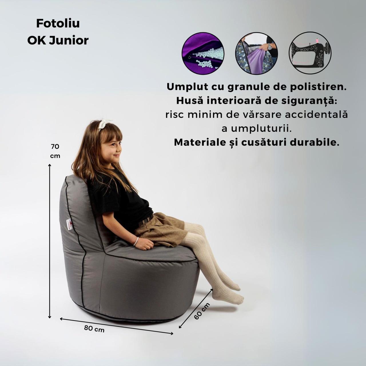 Fotoliu OK Junior, Material Impermeabil - Good Old News - imagine 3