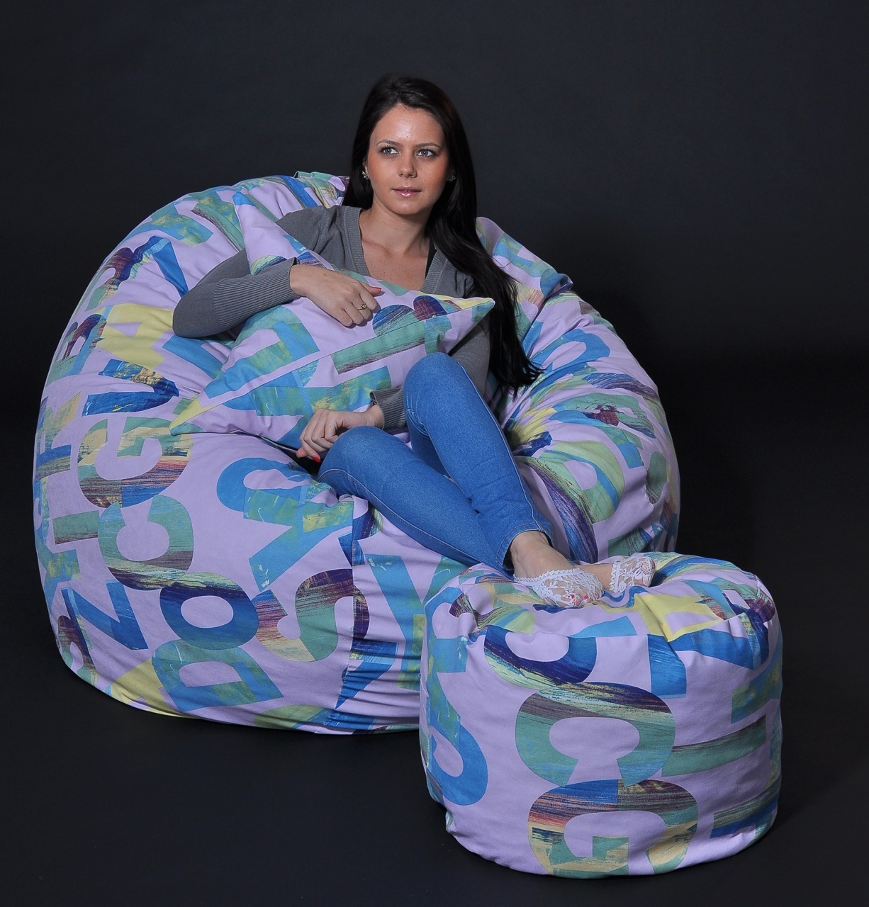 Set Fotoliu King Size cu Otoman (suport picioare) si Perna, Material Textil - Serenity - 1 | YEO