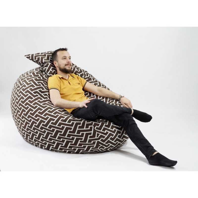 Set Fotoliu King Size cu Perna, Material Textil - Zippity Brown - 2 | YEO