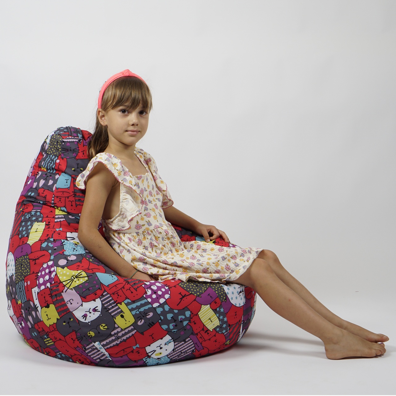 Fotoliu puf copii, Nirvana Light Pufrelax, Material Impermeabil, imprimeu cu pisici - Cattitude - 3 | YEO