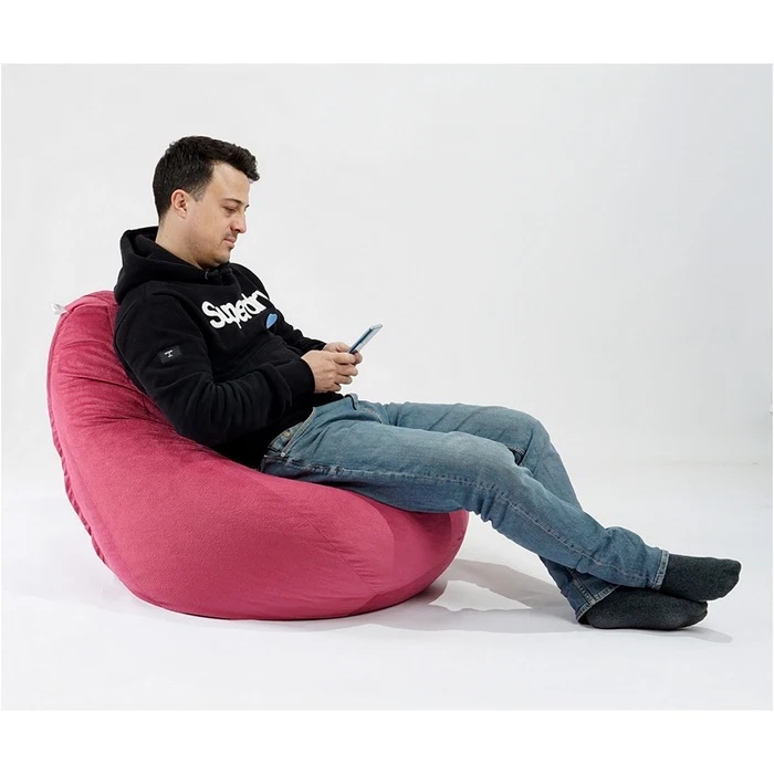 Fotoliu puf Nirvana Hobbit, Material Textil - Roz - 3 | YEO