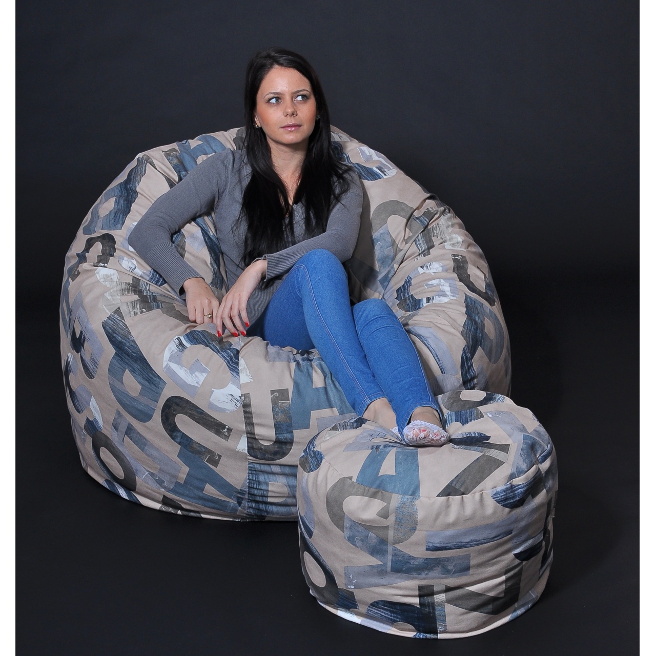 Set Fotoliu King Size cu Otoman (suport picioare), Material Textil - Army Scrabble - 1 | YEO