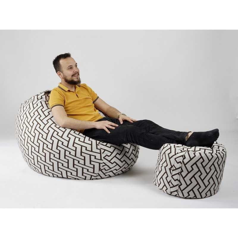 Set Fotoliu Matusalem cu Otoman (suport picioare), Material Textil - Zappity Brown - 1 | YEO