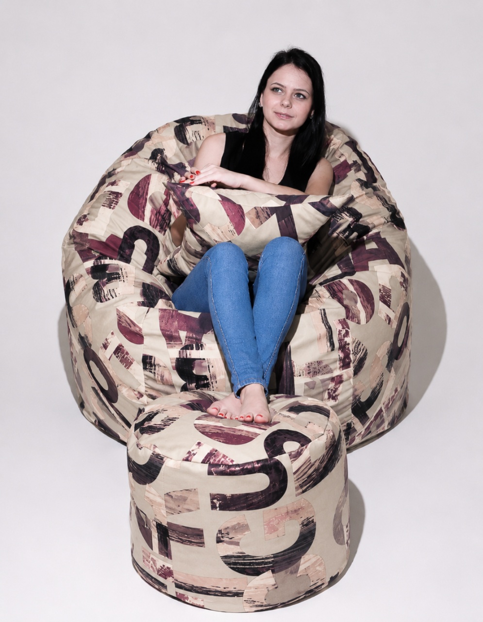 Set Fotoliu Matusalem cu Otoman (suport picioare) si Perna, Material Textil - Urban Mystique - view 2