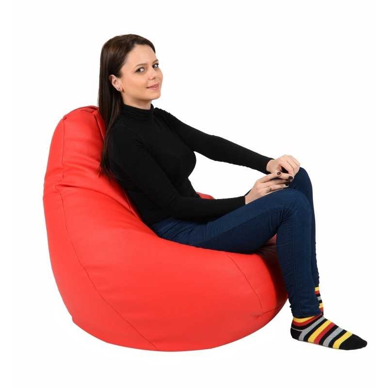 Fotoliu puf copii, Nirvana Light Pufrelax, Material Piele ecologica - Rosu - 1 | YEO