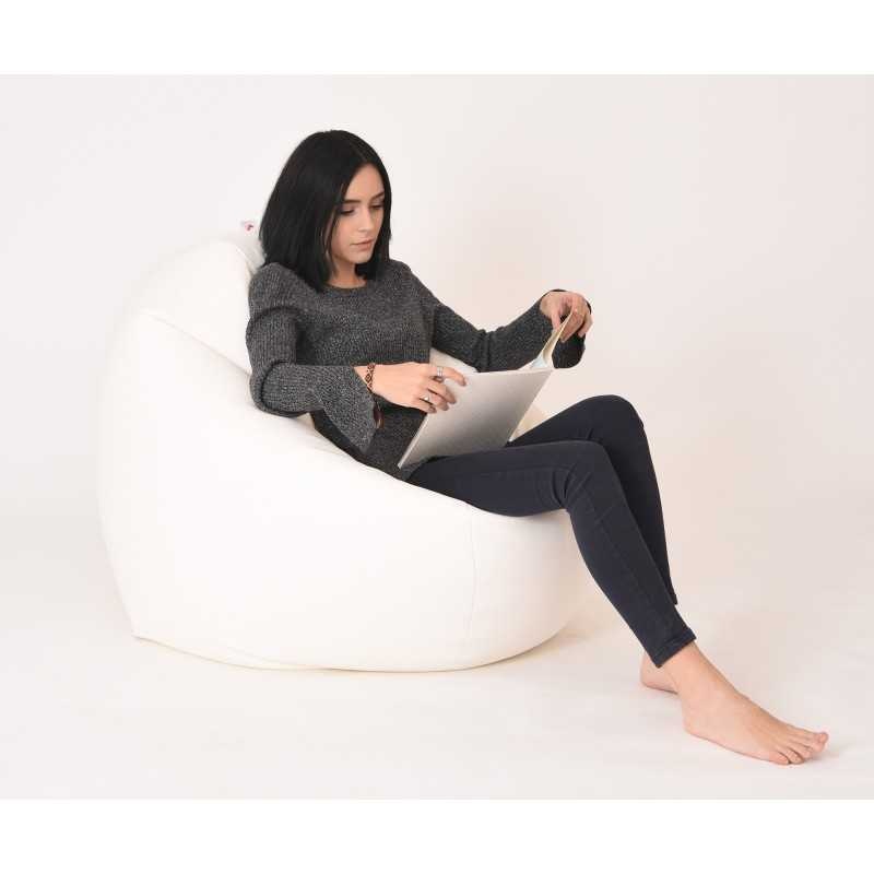 Fotoliu Relaxo XL , Material Piele ecologica - Alb - 1 | YEO