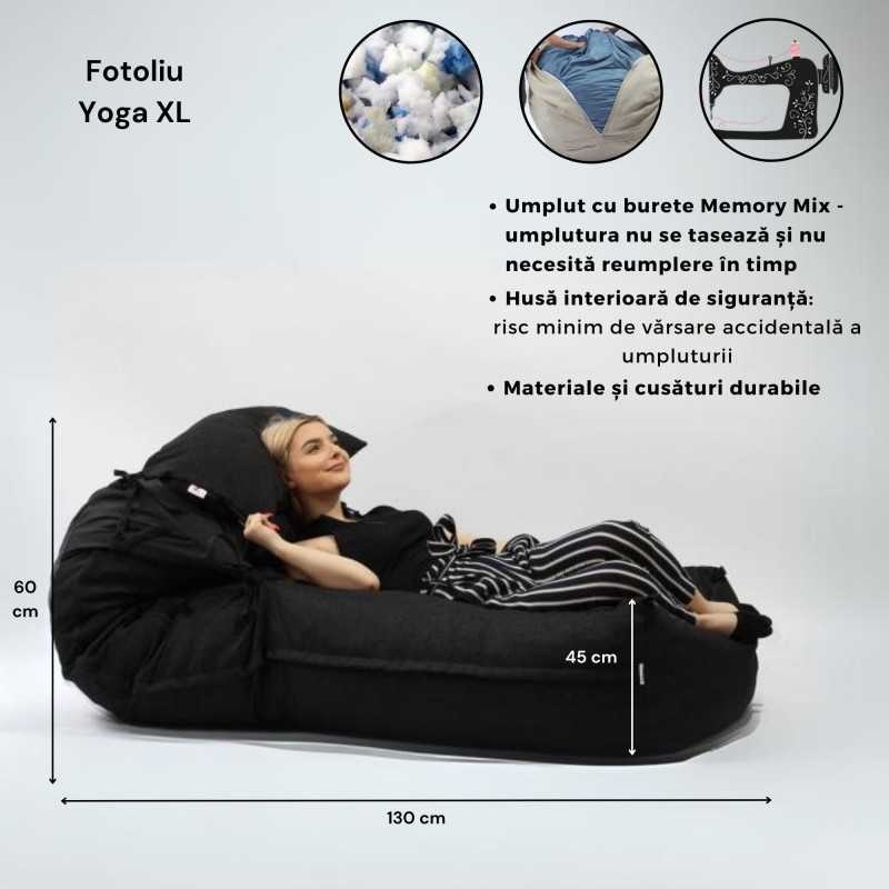 Fotoliu Yoga XL, Material Impermeabil - Negru - 2 | YEO