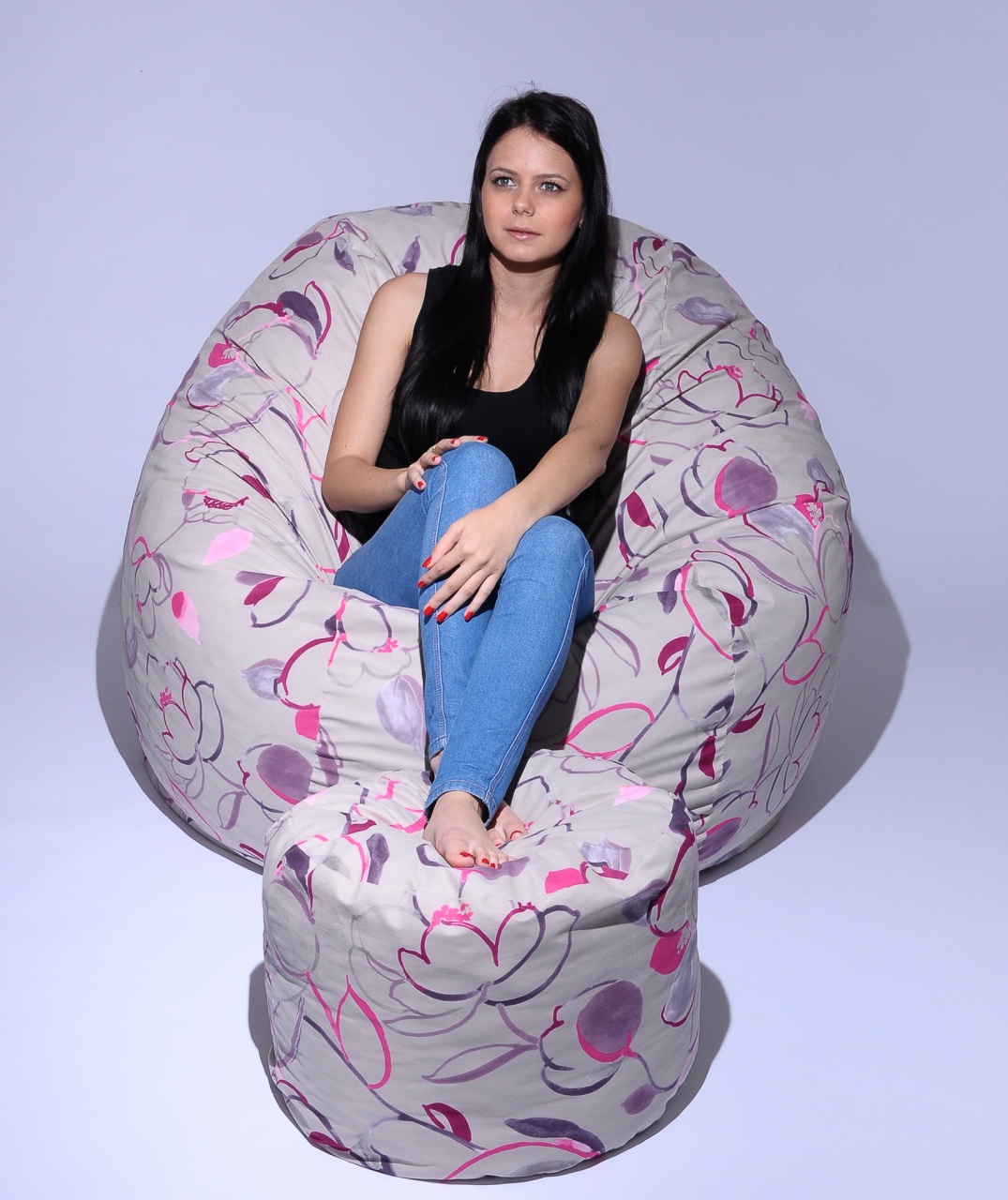 Set Fotoliu King Size cu Otoman (suport picioare), Material Textil - Flower Buds - 1 | YEO