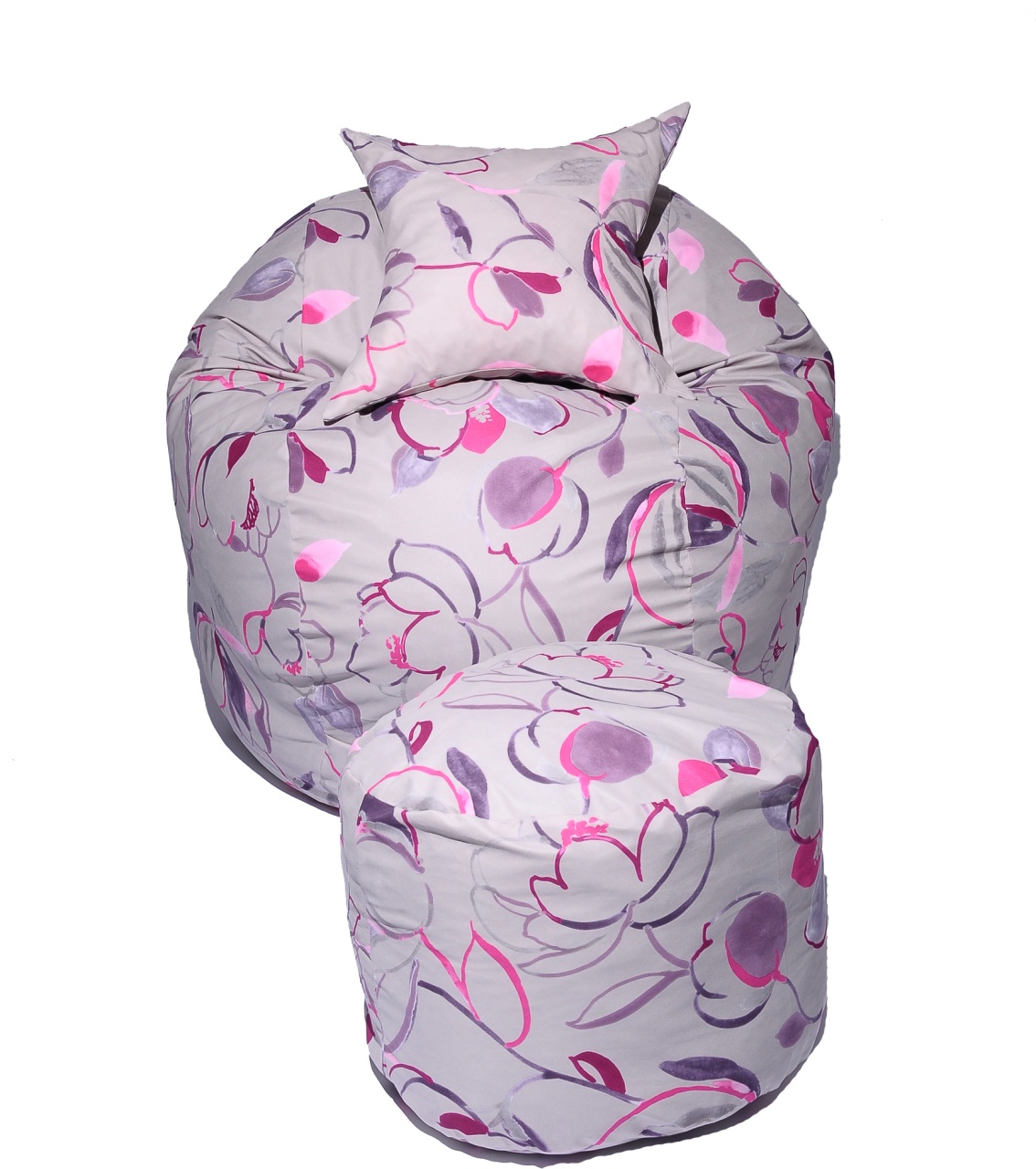 Set Fotoliu Matusalem cu Otoman (suport picioare) si Perna, Material Textil - Flower Buds