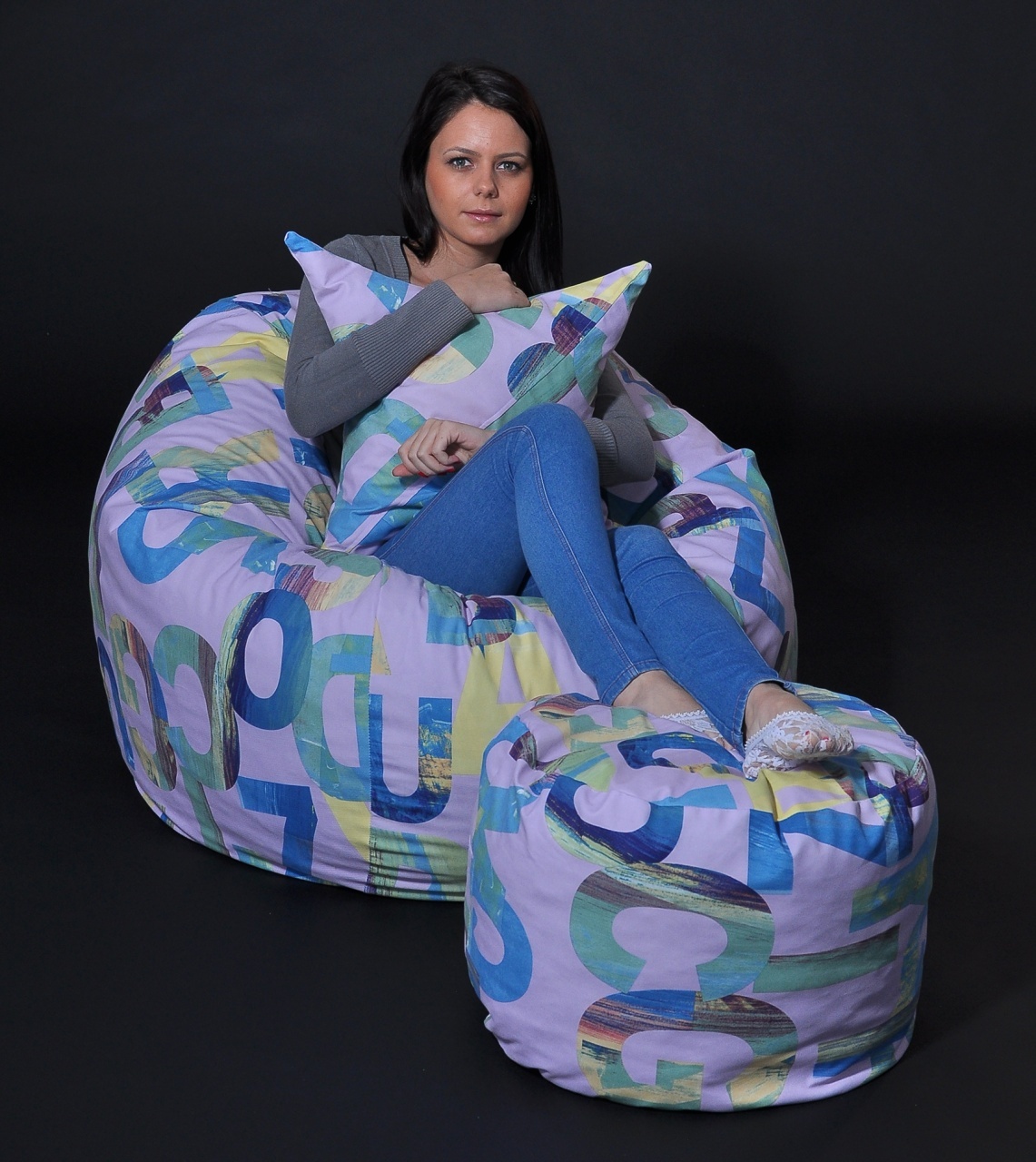 Set Fotoliu Matusalem cu Otoman (suport picioare) si Perna, Material Textil - Serenity - 1 | YEO