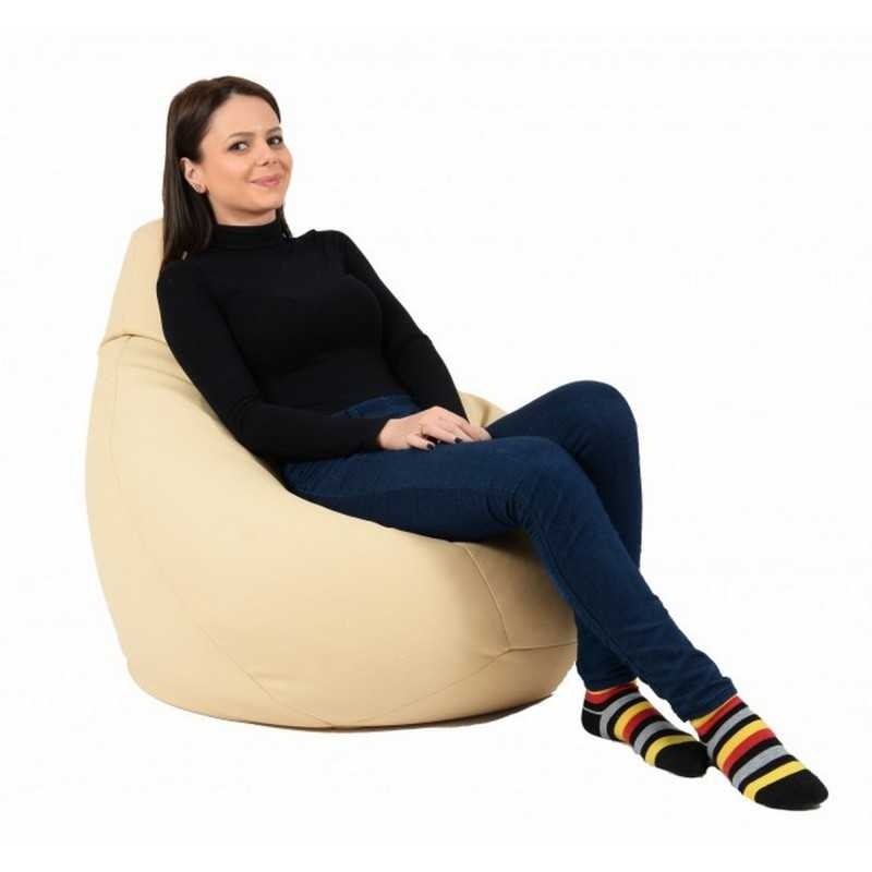 Fotoliu Nirvana Hobbit Pufrelax, Material Piele ecologica - Nude - 1 | YEO