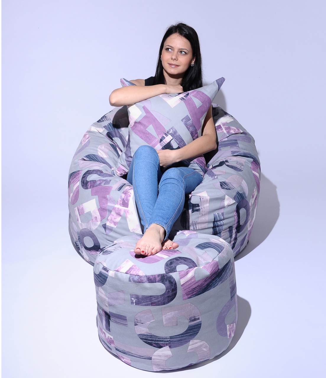 Set Fotoliu Matusalem cu Otoman (suport picioare) si Perna, Material Textil - Mystique - 1 | YEO
