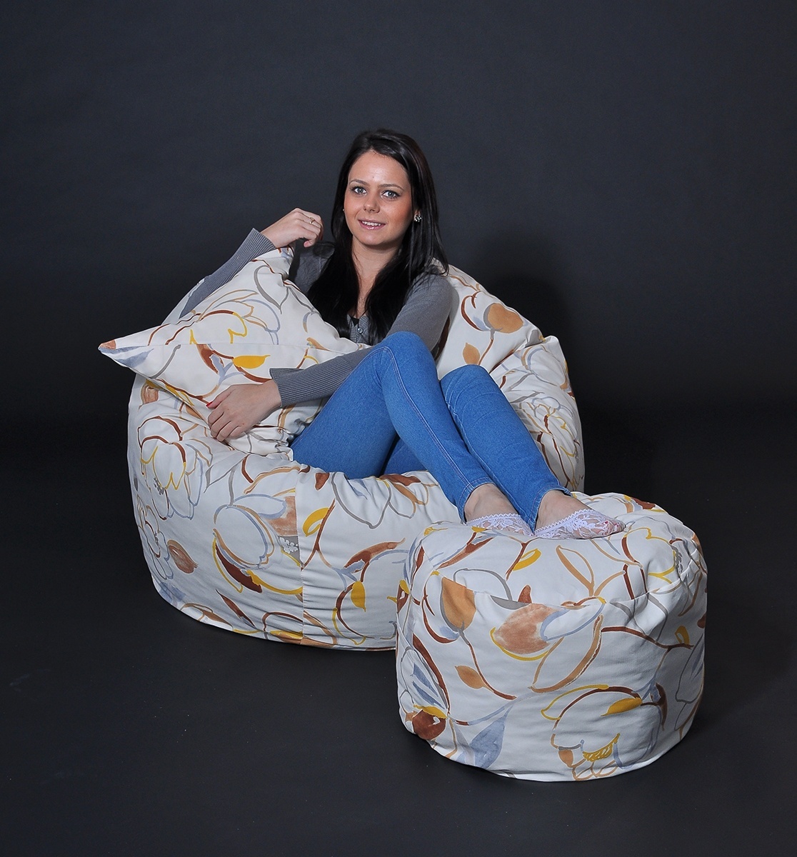 Set Fotoliu Matusalem cu Otoman (suport picioare) si Perna, Material Textil - Blossom - 1 | YEO