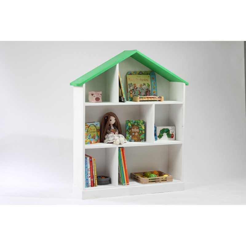 Casuta biblioteca BookHouse, Material Lemn Masiv - White & Green - 1 | YEO