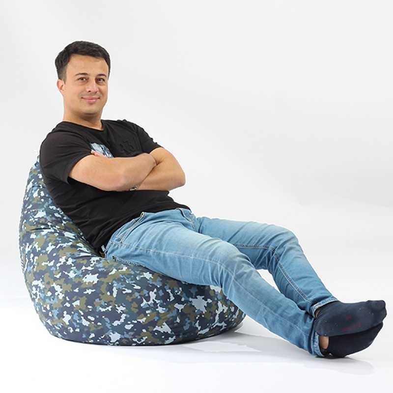 Fotoliu Nirvana Hobbit Pufrelax, Material Impermeabil - Camuflaj Fortele Aeriene - 1 | YEO