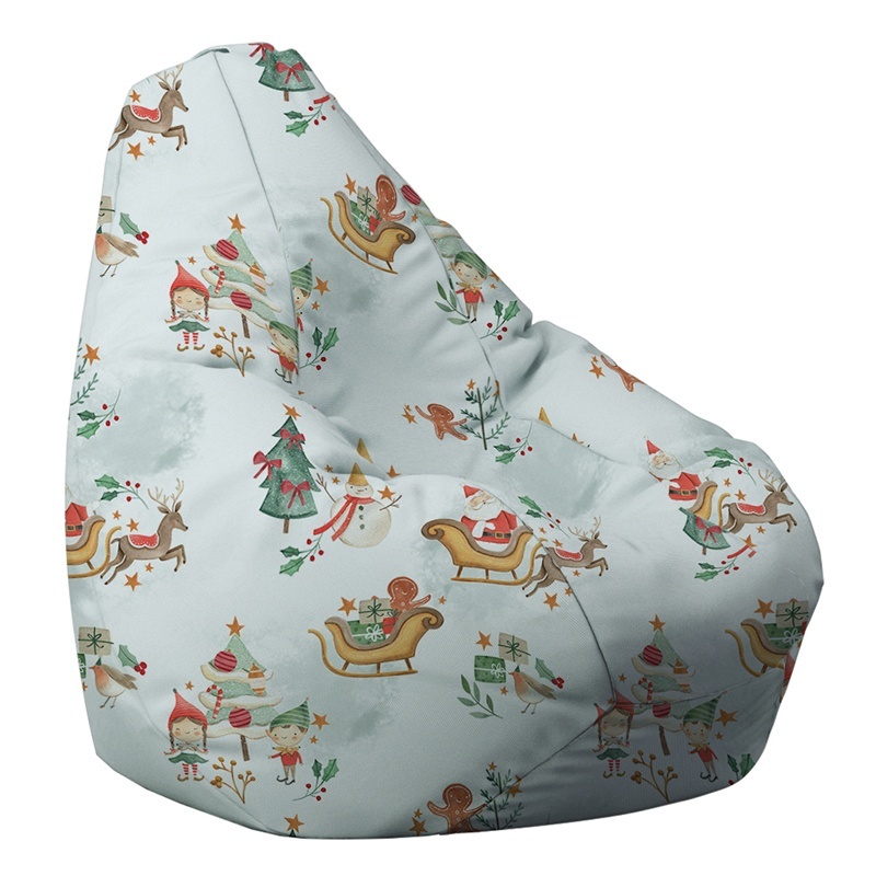 Fotoliu puf copii, Nirvana Light Pufrelax, Material Impermeabil - Santa\'s Coming To Town
