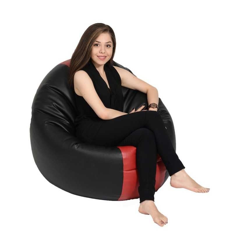 Fotoliu Relaxo XL , Material Piele ecologica - Black & Red - 1 | YEO