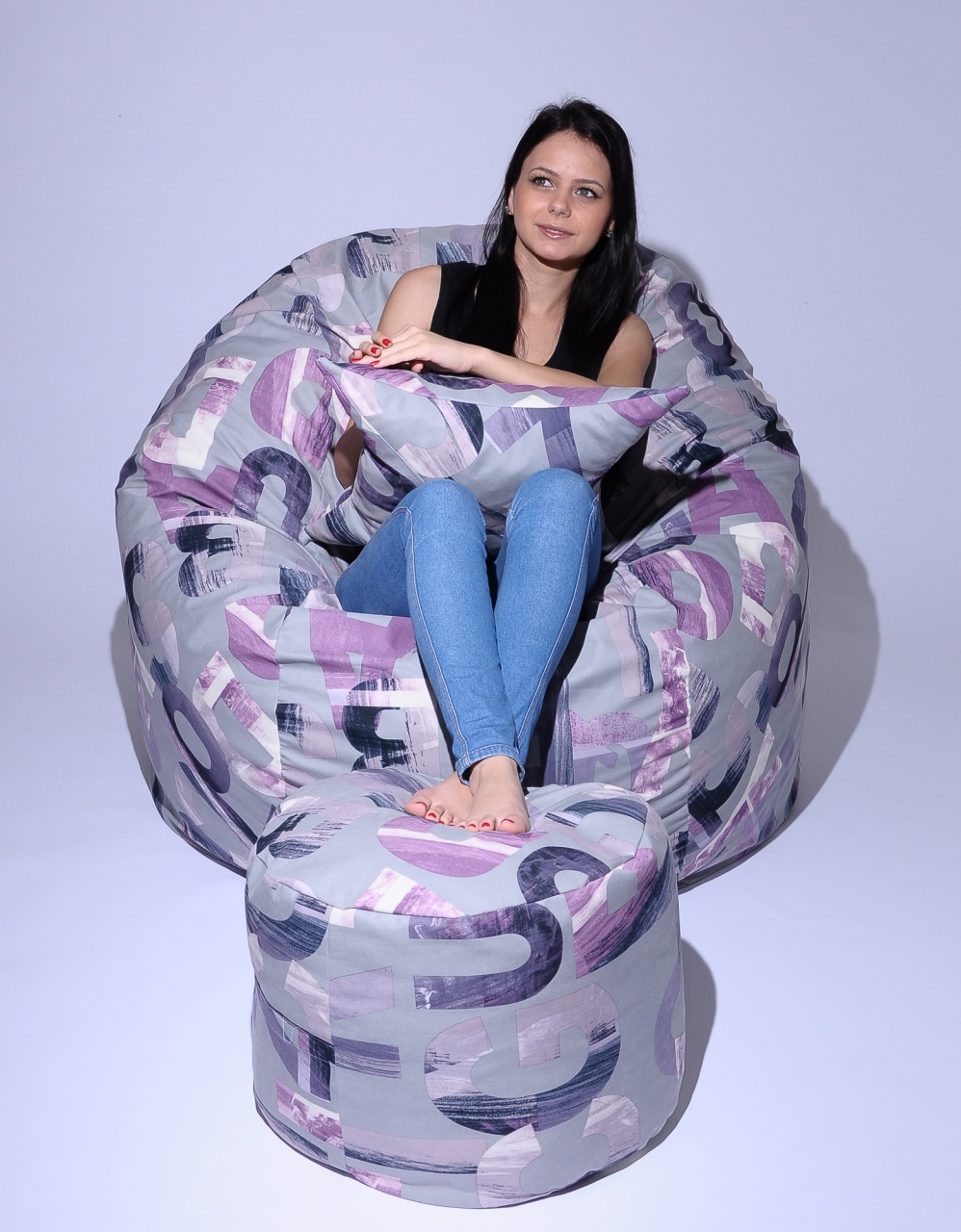 Set Fotoliu King Size cu Otoman (suport picioare) si Perna, Material Textil - Mystique - 1 | YEO