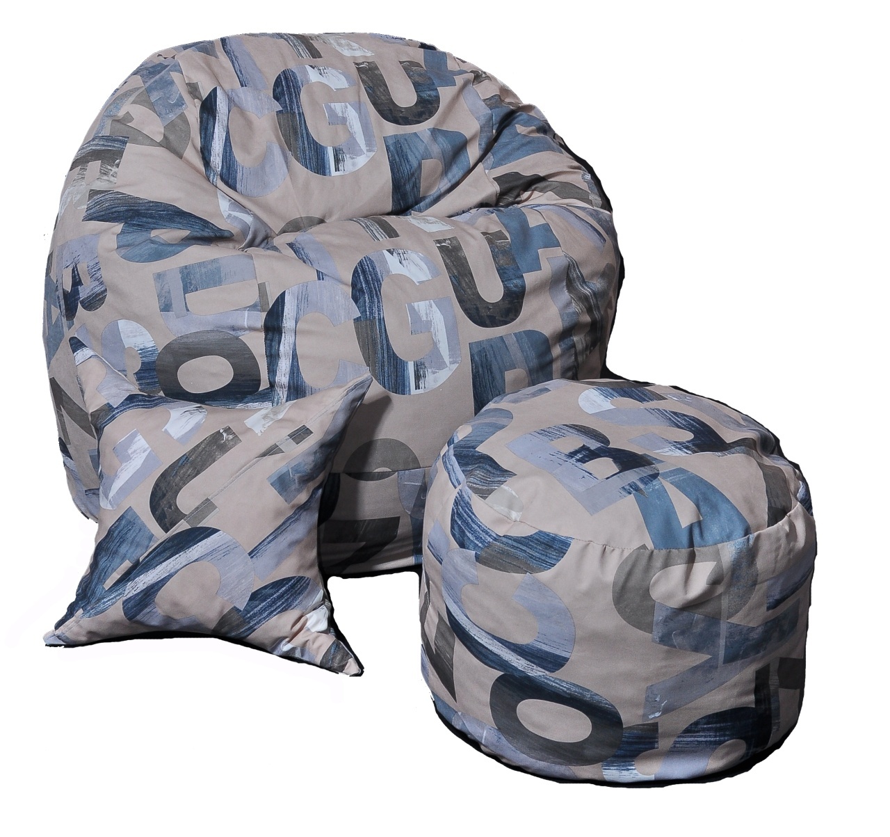 Set Fotoliu Matusalem cu Otoman (suport picioare) si Perna, Material Textil - Army Scrabble