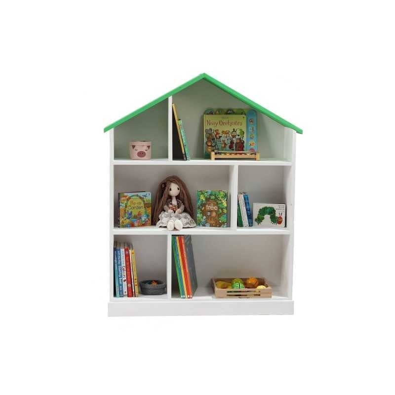 Casuta biblioteca BookHouse, Material Lemn Masiv - White & Green