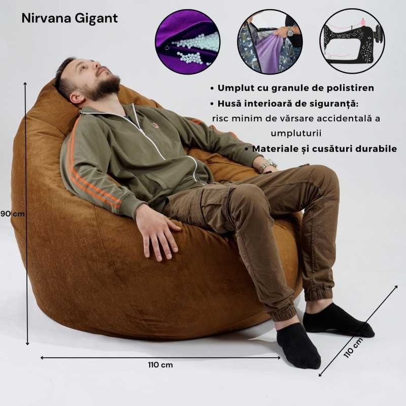 Fotoliu Nirvana Gigant, Material Piele ecologica - Rosu - 4 | YEO