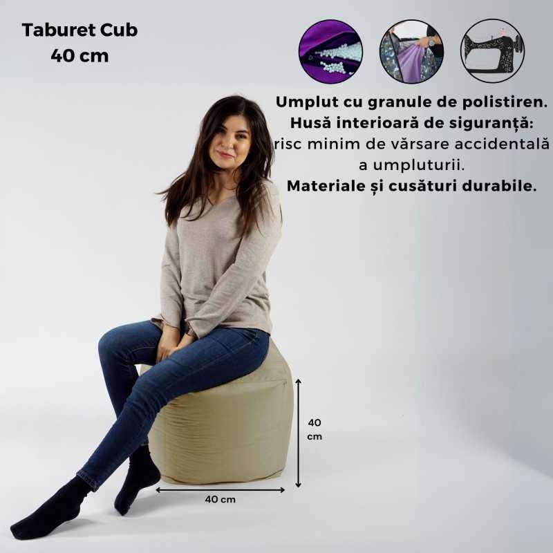 Taburet Cub, Material impermeabil - Bej - 5 | YEO