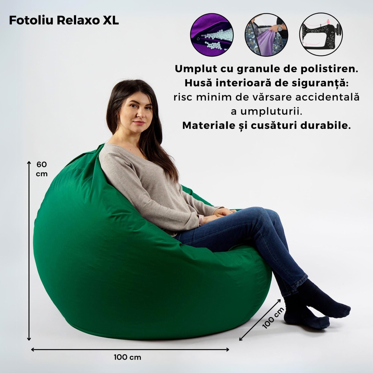 Fotoliu Relaxo XL, Material Impermeabil - Bleumarin - 2