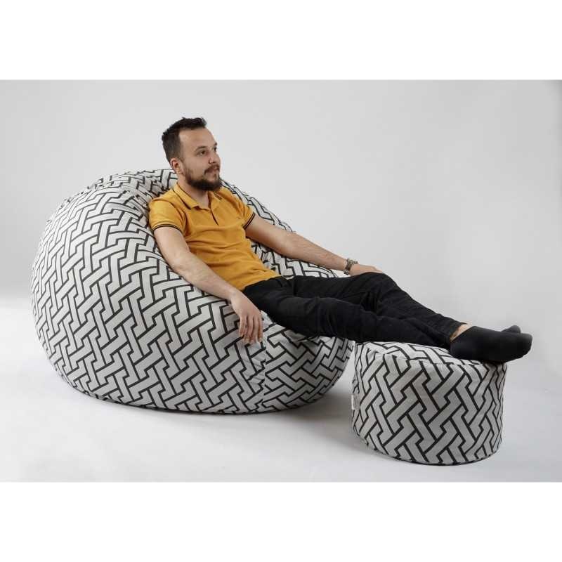 Set Fotoliu King Size cu Otoman (suport picioare), Material Textil - Zappity Charcoal - 1 | YEO