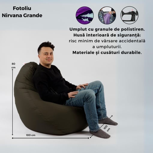 Fotoliu Nirvana Grande Pufrelax, Material Impermeabil, Lilac - imagine 7