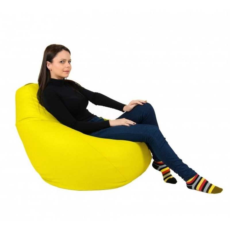 Fotoliu Nirvana Hobbit Pufrelax, Material Piele ecologica - Galben - 1 | YEO