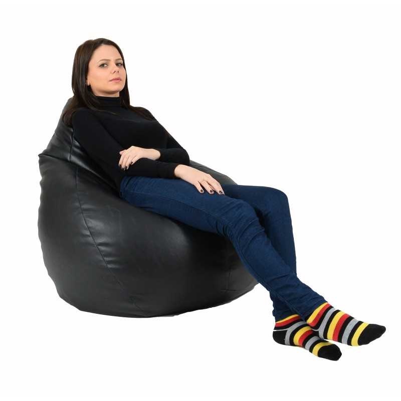 Fotoliu Nirvana Hobbit Pufrelax, Material Piele ecologica - Negru - 1 | YEO