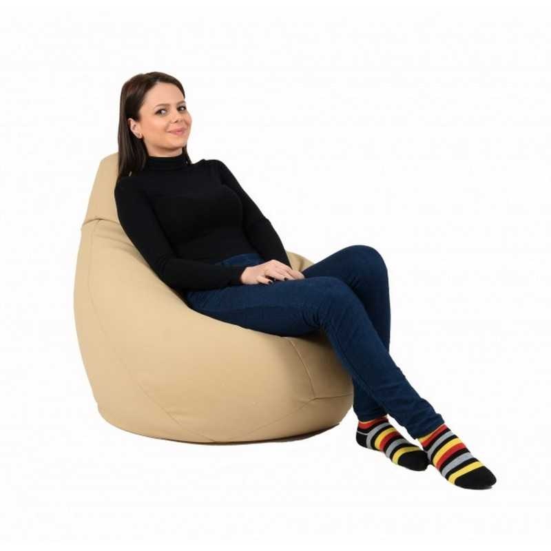 Fotoliu Nirvana Hobbit Pufrelax, Material Piele ecologica - Nude - 1 | YEO
