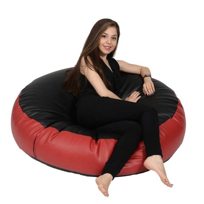 Fotoliu Relaxo XL , Material Piele ecologica - Black & Red - 4 | YEO